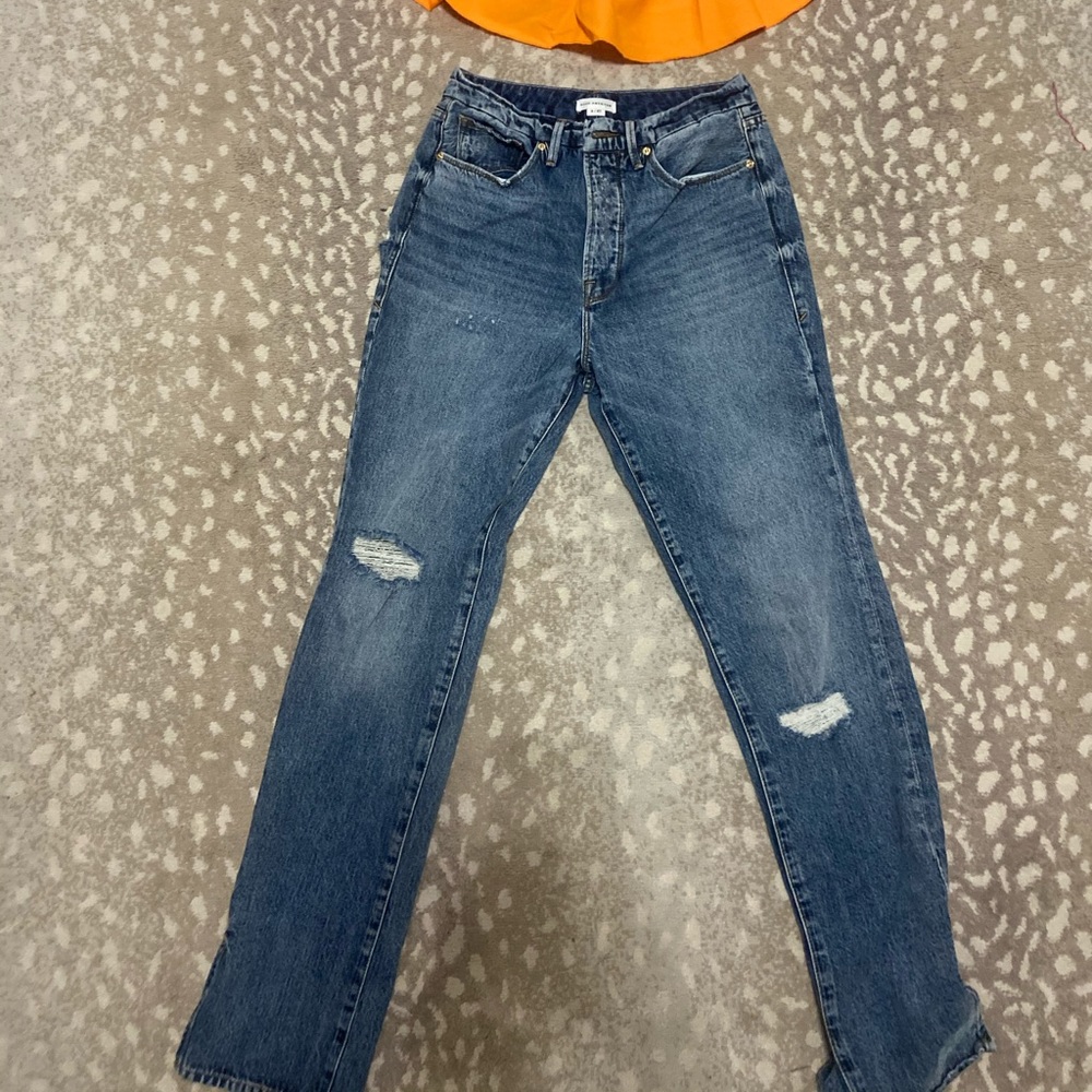 Good American Good Boy Side Slit jeans